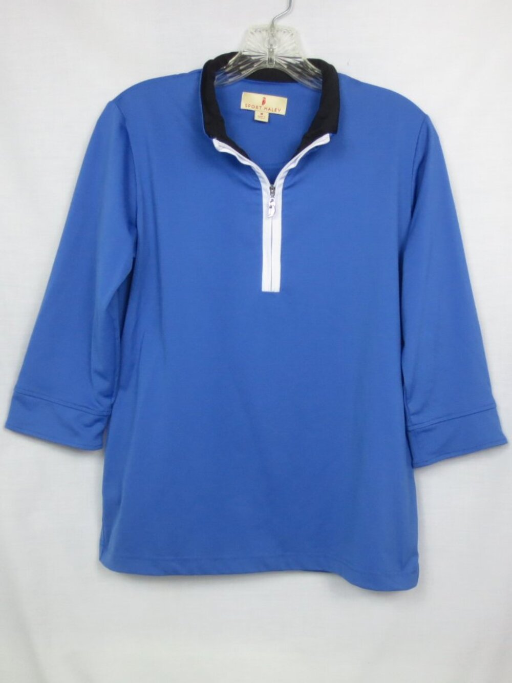 NEW Sport Haley Top Blue Mock Neck Jersey Zip Pull-on Golf Sport Active Size M